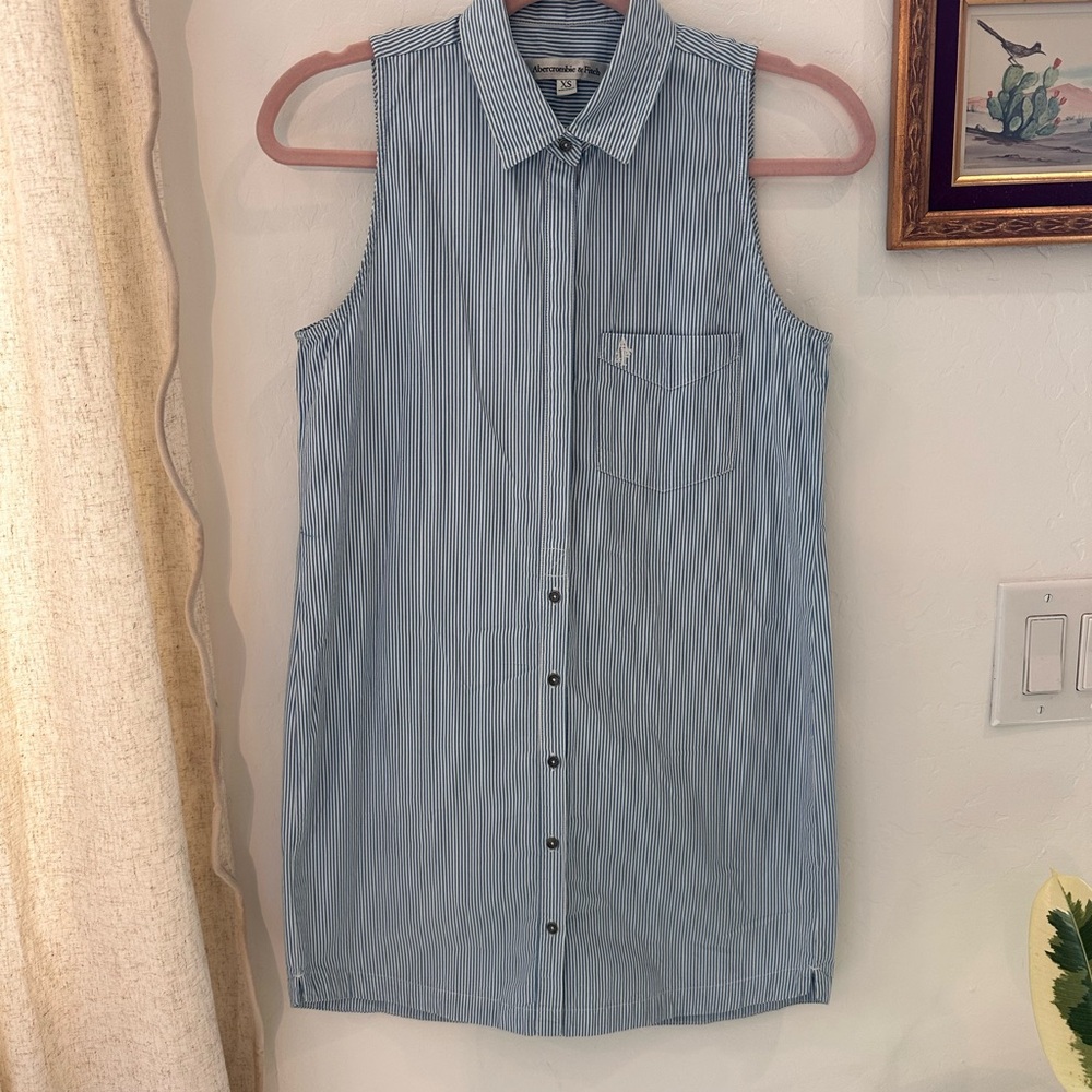 Abercrombie & Fitch Blue and White Striped Shirt